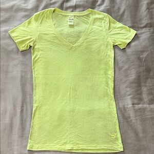 PINK Victoria's Secret Neon Yellow V-Neck Tank Top size XS